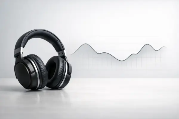 Frequenzgang bei Kopfhörern – grafische Darstellung der Klangmessung Frequenzgang eines Kopfhörers als Kurvendarstellung zur Messung von Bass, Mitten und Höhen