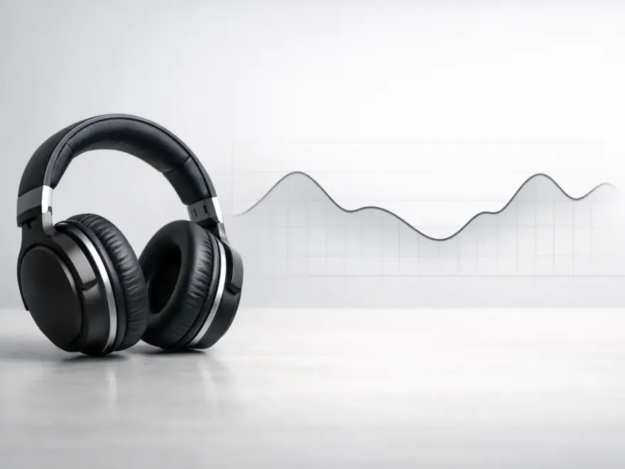 Frequenzgang eines Kopfhörers als Kurvendarstellung zur Messung von Bass, Mitten und Höhen