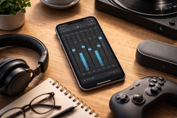 Equalizer-App auf einem Smartphone zur Anpassung des Klangs bei Musik, Spielen und Medien